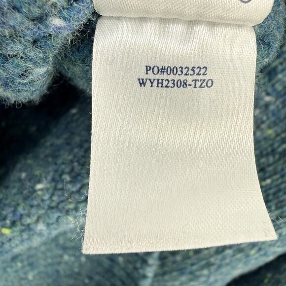 Faherty Boone Merino Wool Alpaca Sweater Womens Sz Medium Puff Shoulder Green